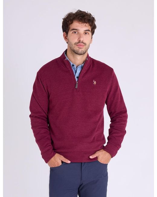 U.S. POLO ASSN. Natural 1/4 Zip Mock Neck Flatback Pullover for men