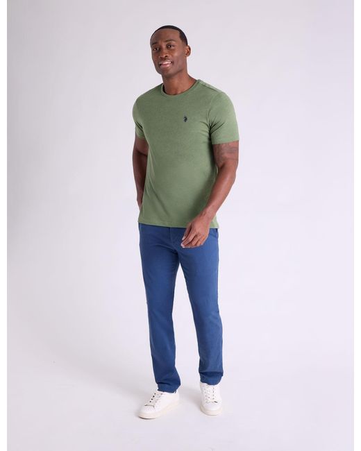 U.S. POLO ASSN. Green Solid Crew Neck T-Shirt for men