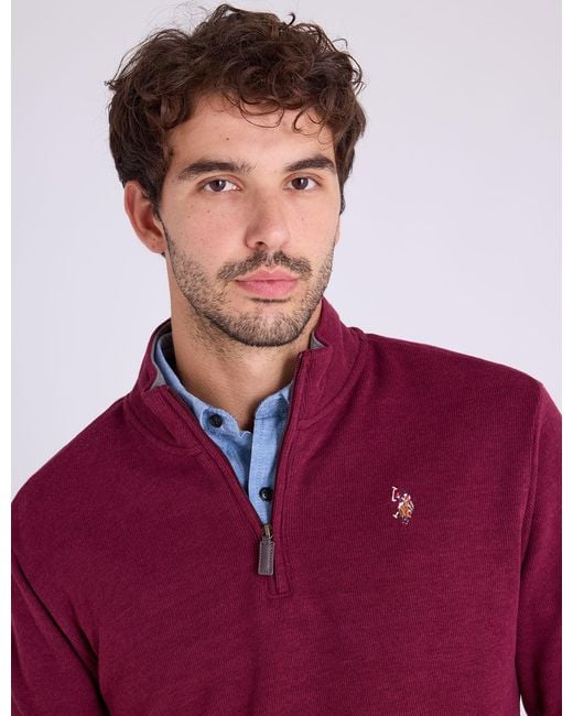 U.S. POLO ASSN. Natural 1/4 Zip Mock Neck Flatback Pullover for men