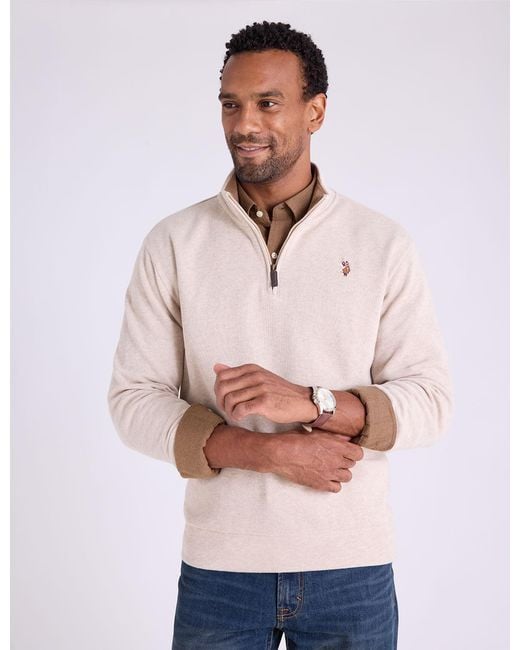U.S. POLO ASSN. Natural 1/4 Zip Mock Neck Flatback Pullover for men