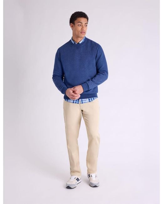U.S. POLO ASSN. Blue Solid Peached Fleece Crew Neck Pullover for men
