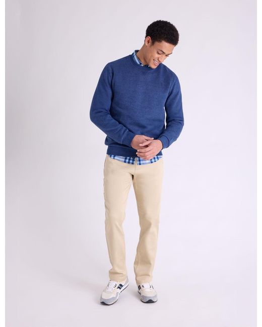 U.S. POLO ASSN. Blue Solid Peached Fleece Crew Neck Pullover for men