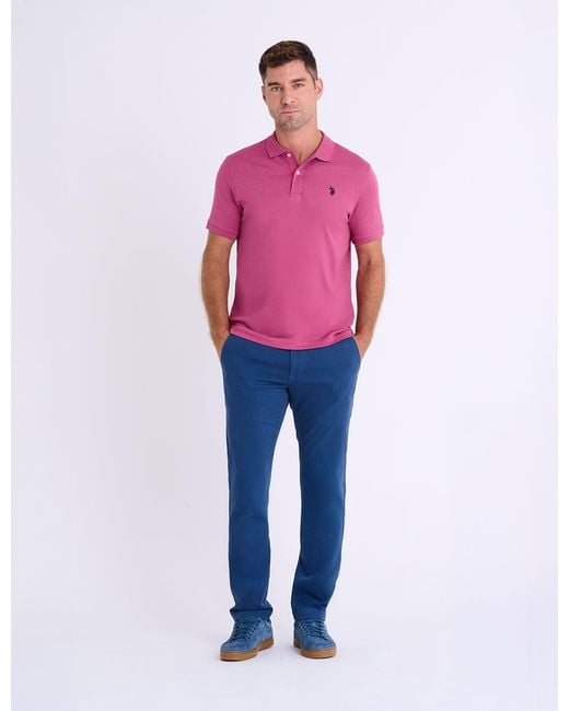 U.S. POLO ASSN. Pink Solid Interlock Polo Shirt for men