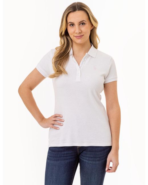 U.S. POLO ASSN. White Solid Interlock Polo Shirt