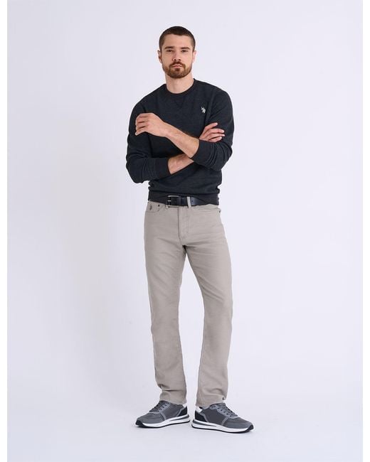 U.S. POLO ASSN. Blue Solid Peached Fleece Crew Neck Pullover for men