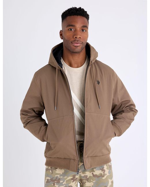 U.S. POLO ASSN. Blue Solid Midweight Hooded Jacket for men