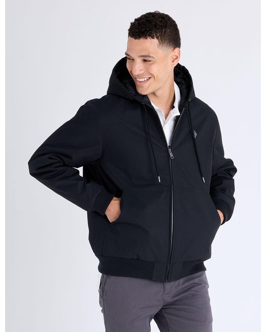 U.S. POLO ASSN. Blue Solid Midweight Hooded Jacket for men