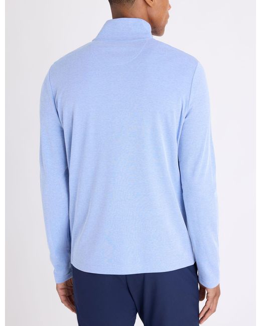 U.S. POLO ASSN. Blue 1/4 Zip Interlock Pique Pullover for men