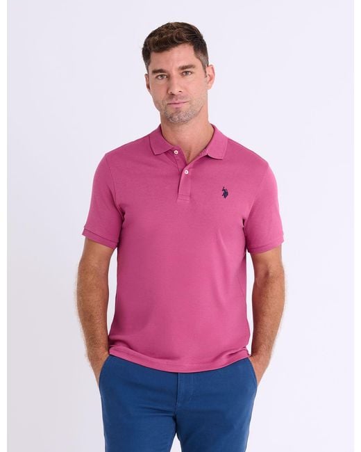 U.S. POLO ASSN. Pink Solid Interlock Polo Shirt for men