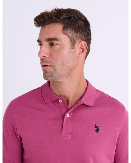 U.S. POLO ASSN. Pink Solid Interlock Polo Shirt for men