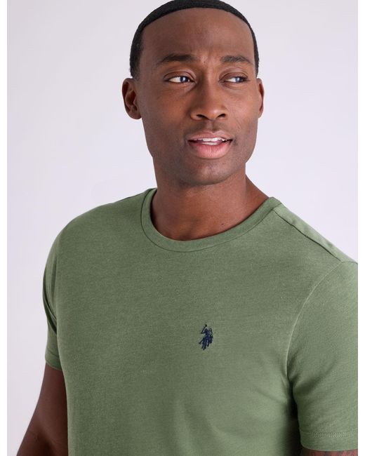 U.S. POLO ASSN. Green Solid Crew Neck T-Shirt for men