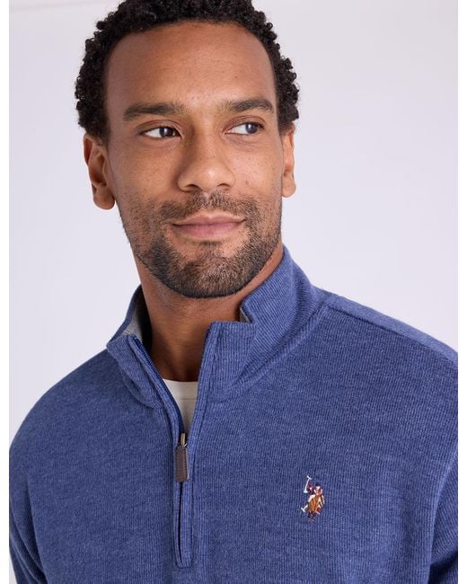 U.S. POLO ASSN. Natural 1/4 Zip Mock Neck Flatback Pullover for men