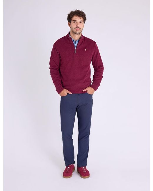 U.S. POLO ASSN. Natural 1/4 Zip Mock Neck Flatback Pullover for men