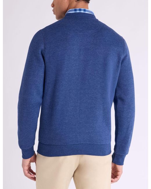 U.S. POLO ASSN. Blue Solid Peached Fleece Crew Neck Pullover for men
