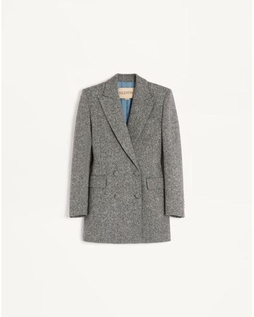 Valentino ナッテボタン織り ダブルブレスト ブレザー 女性 アイボリー/ブラック Gray