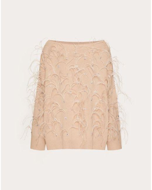 Valentino Natural Embroidered Wool Jumper