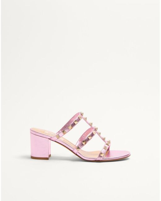 Valentino Garavani Pink Rockstud Slide Sandal