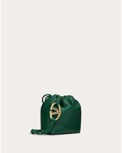 Valentino Garavani Green Vlogo Pouf Nappa Leather Mini Bucket Bag