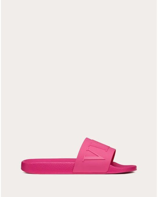 Valentino Garavani Pink Vltn Rubber Slider Sandal for men