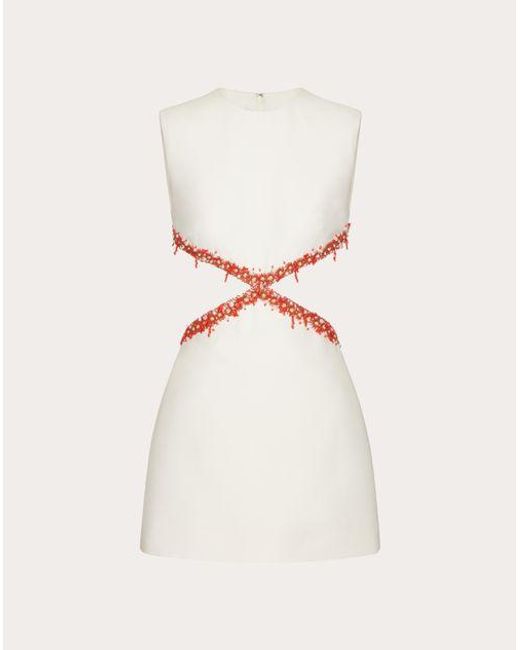 Valentino Natural Embroidered Crepe Couture Dress