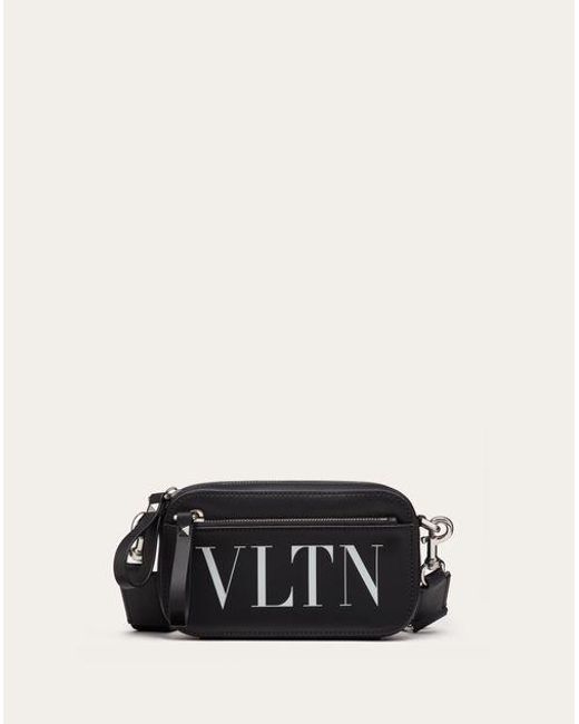 Valentino Garavani Black Small Vltn Leather Crossbody Bag for men
