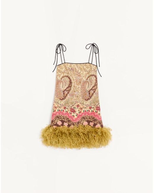 Valentino White Short Shappe Silk Dress With Voyage Imaginaire Paisley