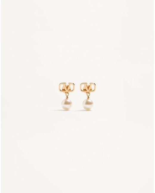 Valentino Garavani Natural Vlogo Signature Earrings With Swarovski Pearls