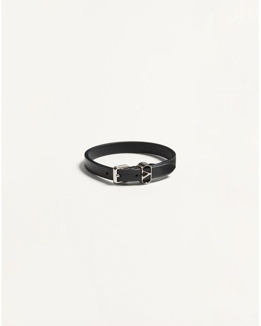 Valentino Garavani White Ovalette Calfskin Bracelet for men