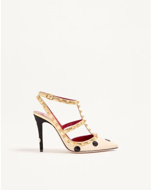 Valentino Garavani White Rockstud Pump With Plus De Pois Embroidery 100Mm 36