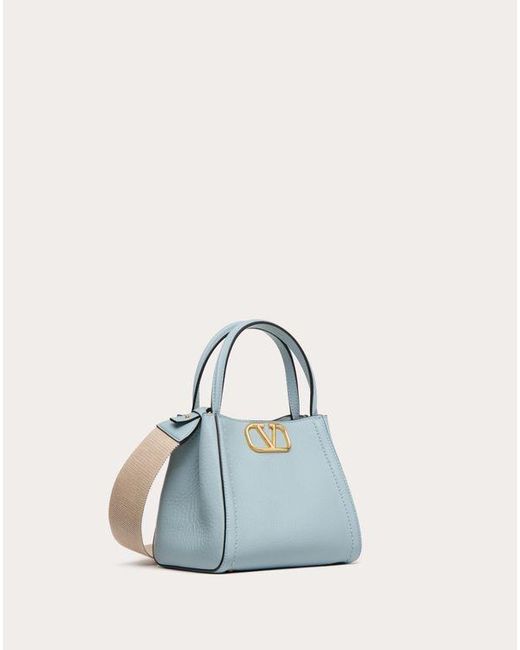 Valentino Garavani Blue Alltime Small Handbag In Grainy Calfskin