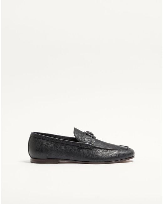 Valentino Garavani White Vlogo Signature Deer Leather Loafer 39 for men