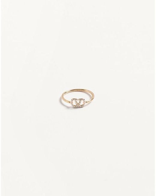 Valentino Garavani Natural Vlogo Signature Metal And Swarovski Crystal Ring