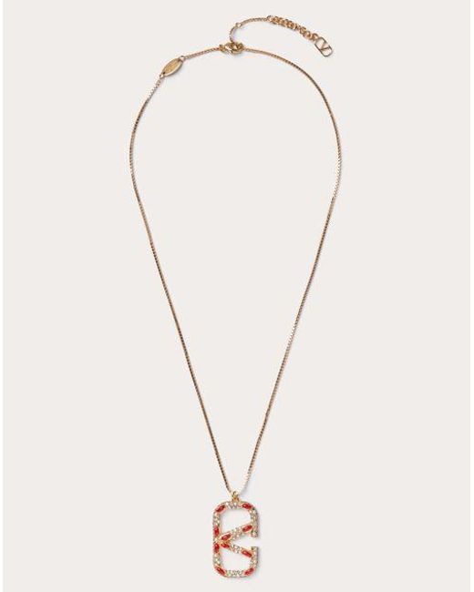 Valentino Garavani Natural Vlogo Signature Metal, Pearl, Enamel And Swarovski® Crystal Necklace