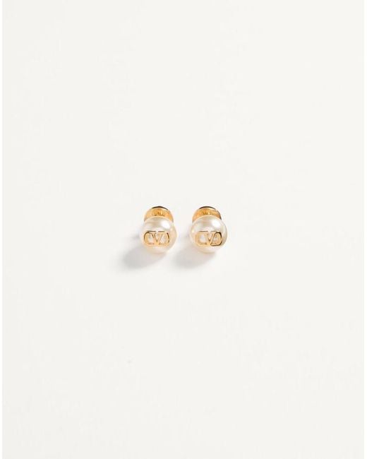 Valentino Garavani Natural Vlogo Signature Earrings With Pearls