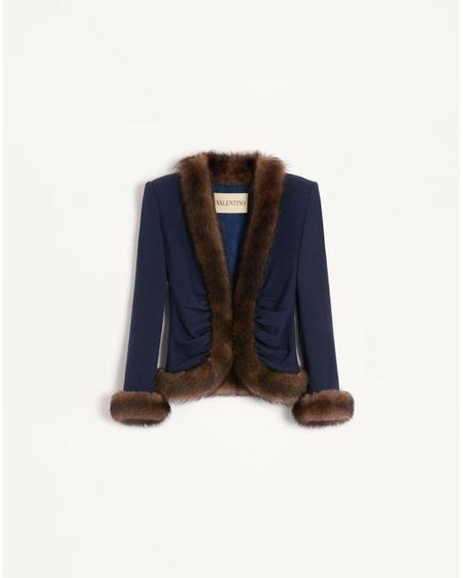 Valentino Blue Wool Crepe Jacket