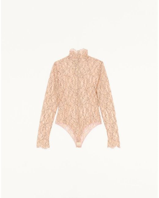 Valentino White Rebrodé Lace Bodysuit