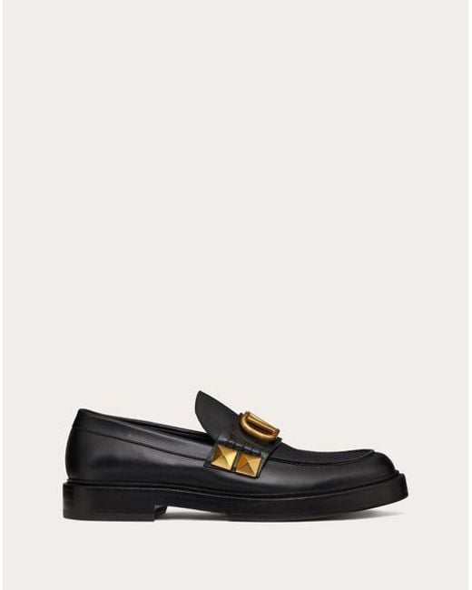 Valentino Garavani White Calfskin Stud Sign Loafer for men