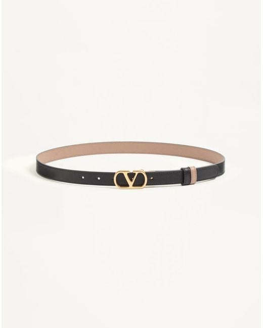 Valentino Garavani Natural Vlogo Signature Reversible Shiny Calfskin Belt