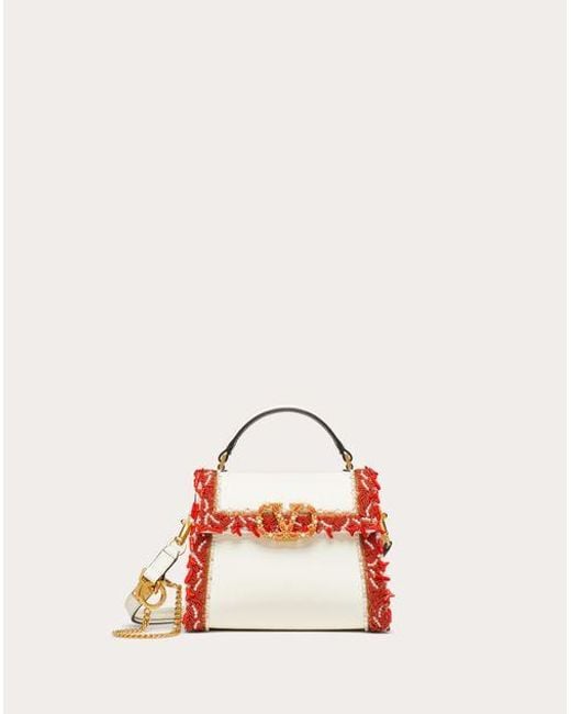 Valentino Garavani Pink Mini Vsling Nappa Leather Handbag With Embroidered Trim