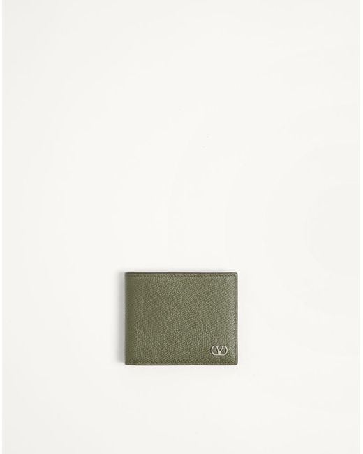 Valentino Garavani Green Vlogo Signature Grainy Calfskin Wallet for men