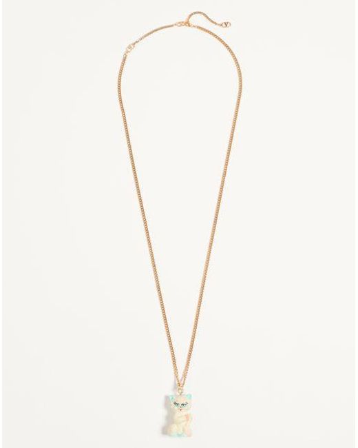 メンズ Valentino Garavani ル シャ デ ラ メゾン メタル X ナイロン X スワロフスキー®クリスタル ネックレス 女性 アンティークブラス Natural