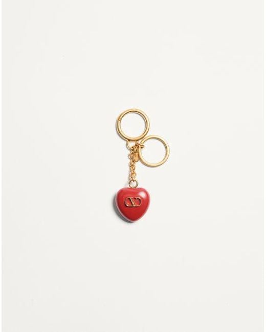 Valentino Garavani White Coeur Royal Bag Charm With Key Ring