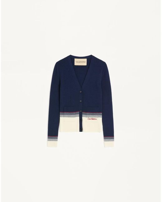 Valentino Blue Virgin Wool Cardigan