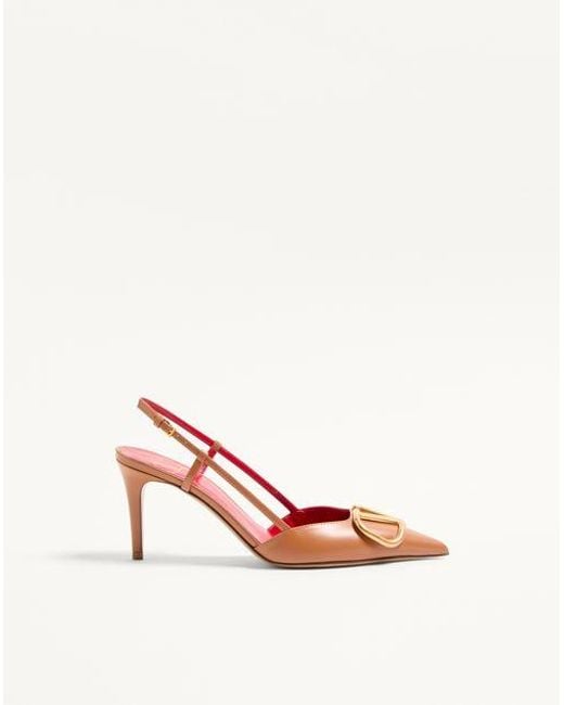 Valentino Garavani Pink Vlogo Signature Calfskin Slingback Pump 80Mm