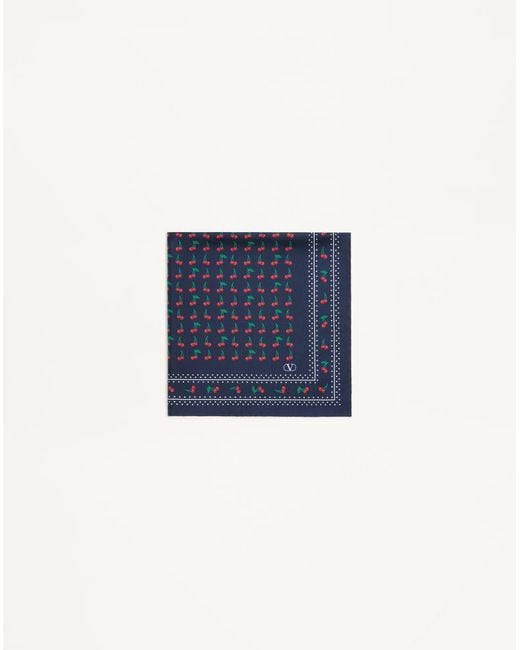 Valentino Garavani Blue Cherryfic Silk Scarf