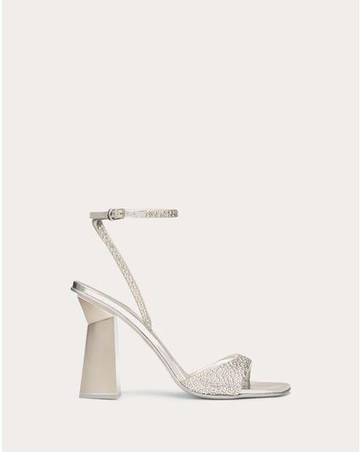 Valentino Garavani Natural Hyper One Stud Sandal With Crystals And Microstud Embroidery 105mm