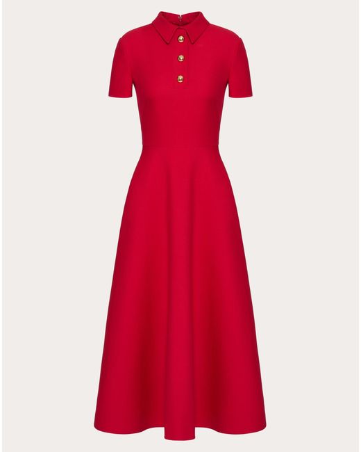 Valentino Red Crepe Couture Midi Dress