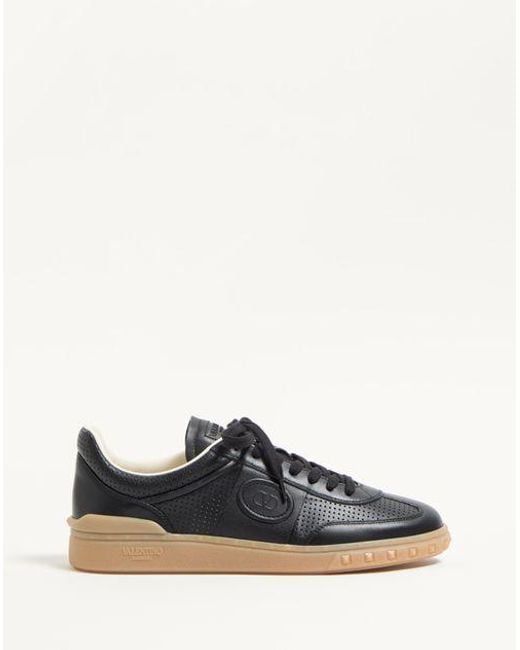 Valentino Garavani Black Upvillage Low-Top Perforated Nappa Leather Sneaker for men