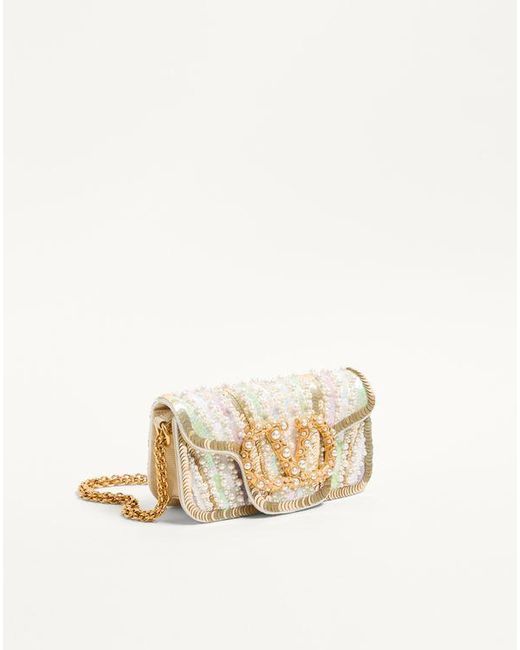 Valentino Garavani Natural Petit Sac Porté Épaule Locò Brodé Avec Logo Bijou Frau