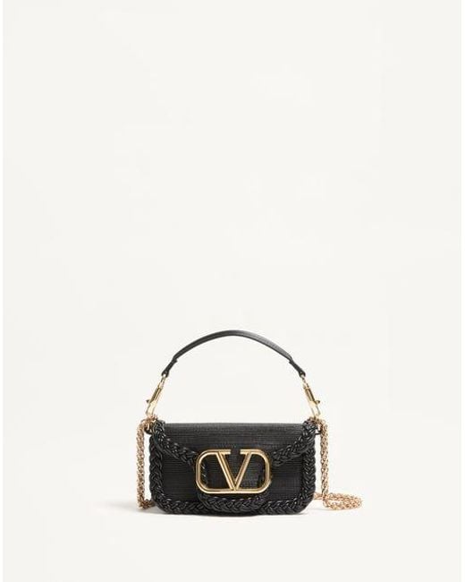 Valentino Garavani Natural Locò Small Shoulder Bag With Woven Trim